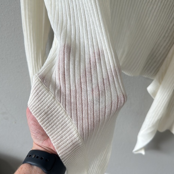 NWT Olivaceous Apricot Lane Cream Cropped Tie Front Cardigan Sweater Large - Picture 10 of 13